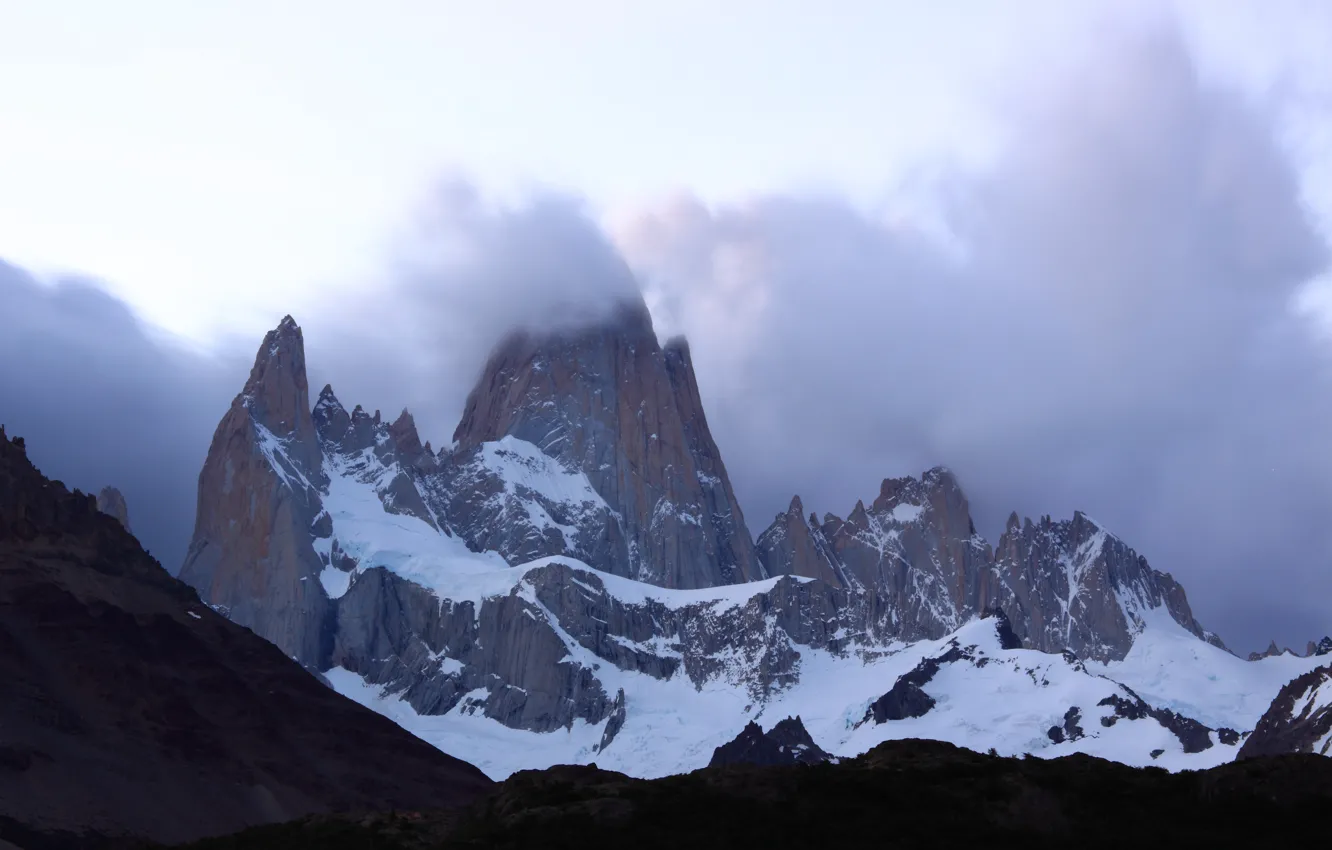 Photo wallpaper the sky, clouds, snow, mountains, nature, rocks, Argentina, Chile