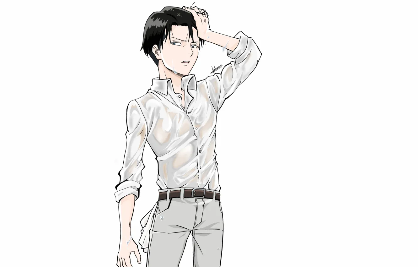 Photo wallpaper anime, art, guy, Shingeki no Kyojin, Levi, corporal