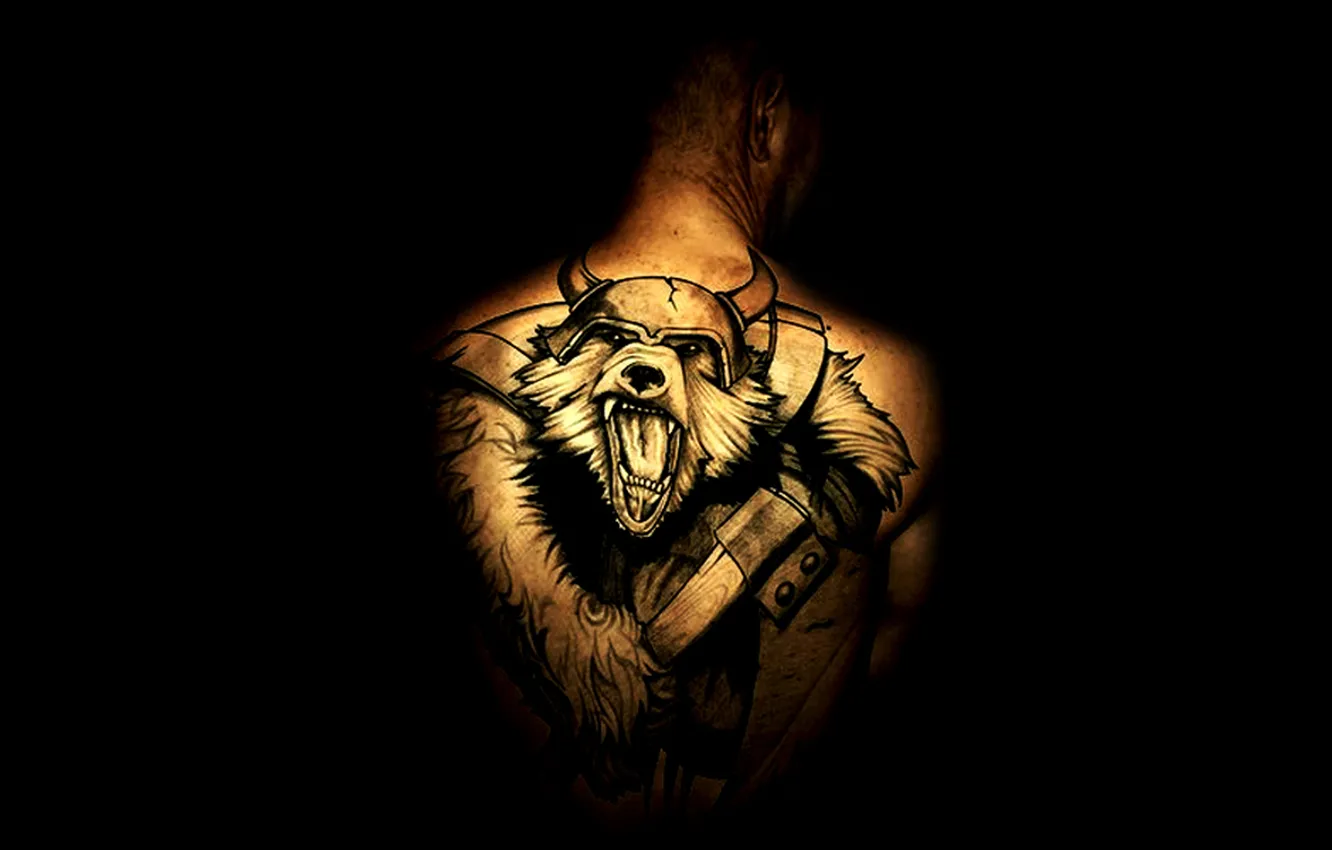 Photo wallpaper the darkness, bear, tattoo