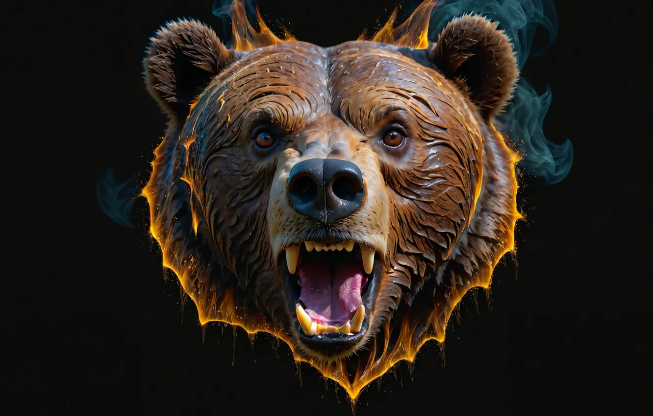 Photo wallpaper bear, animal, grin, muzzle, catch