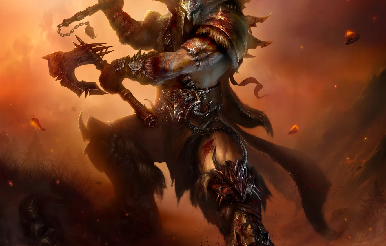 Photo wallpaper axe, Diablo III, barbarian, TamplierPainter, Barbarian