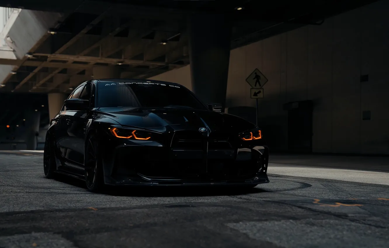 Photo wallpaper car, lights, BMW, black, AA Concepts