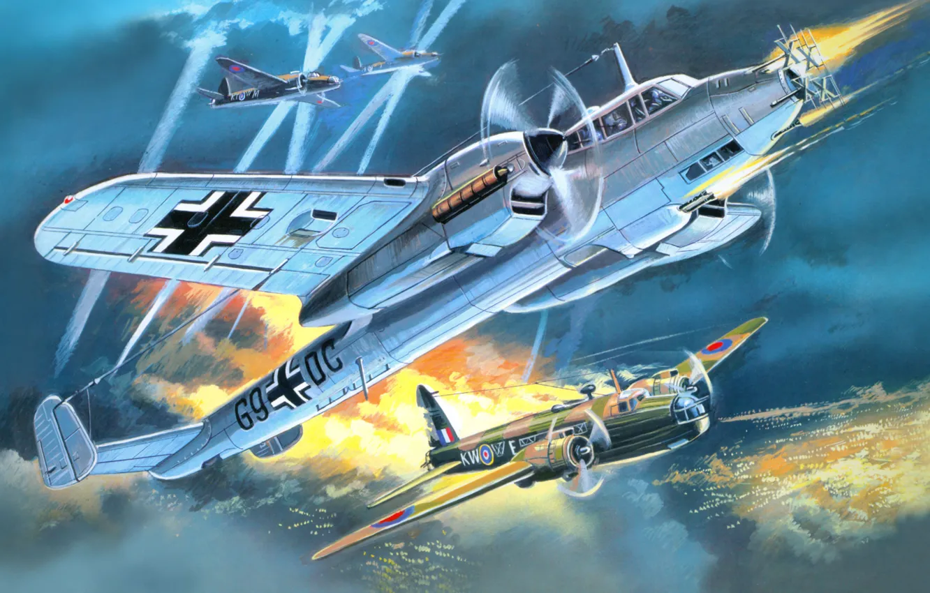 Photo wallpaper figure, art, Dornier, night fighter, Do 215 B-5, Kauz III, welington