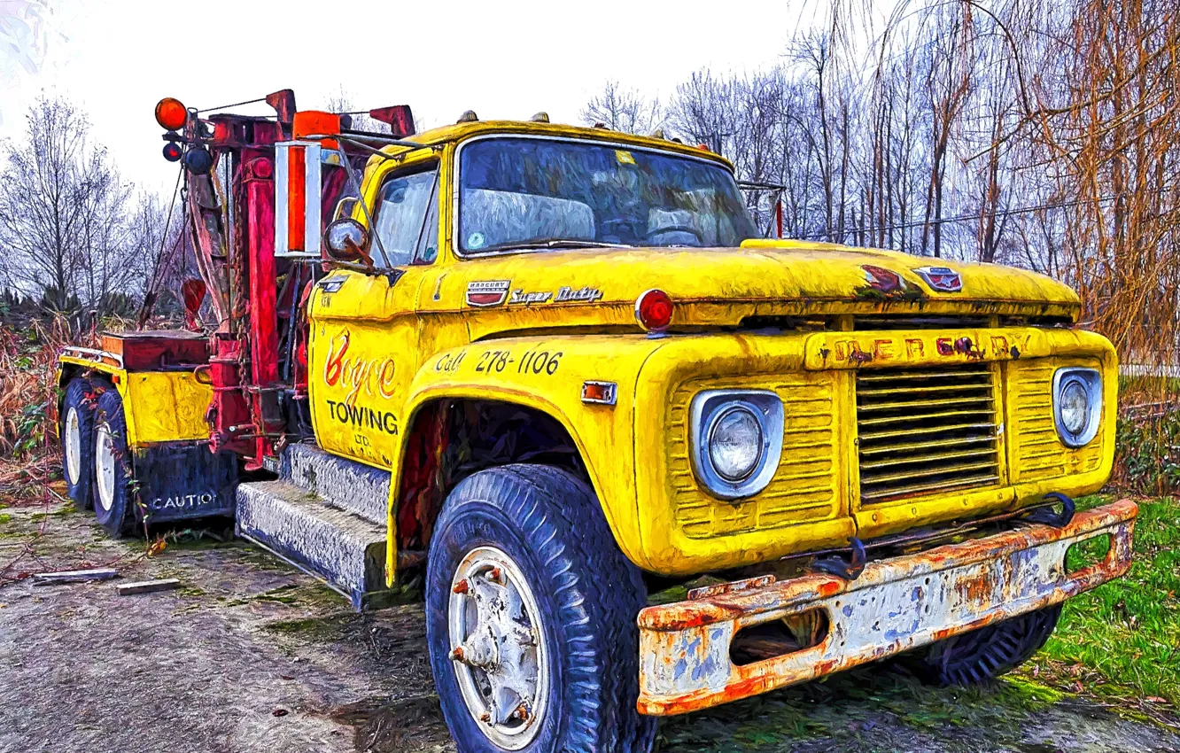 Photo wallpaper background, truck, the front, tractor