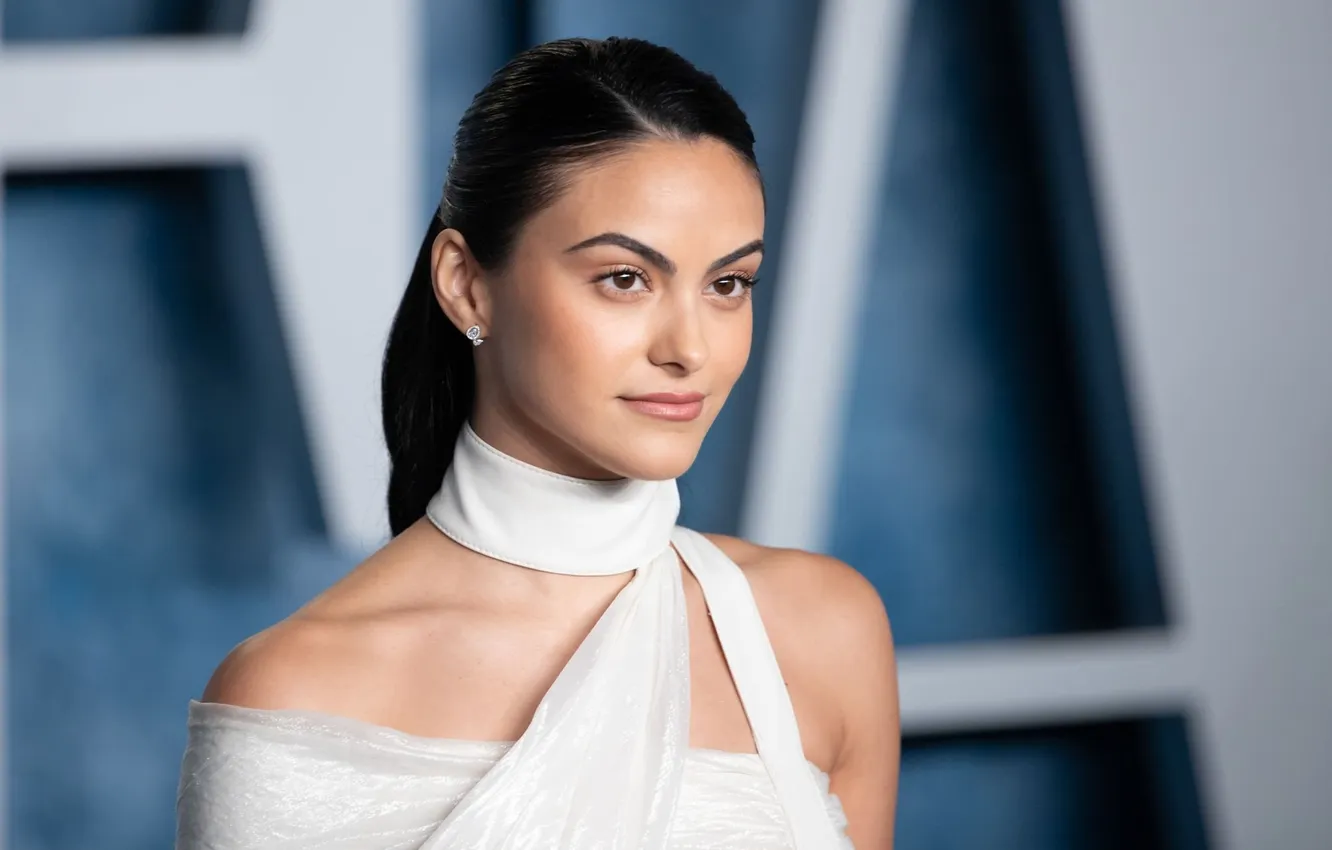 Photo wallpaper smile, earrings, actress, brunette, cutie, beautiful girl, brown eyes, Camila Mendes