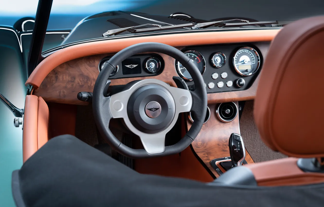 Photo wallpaper Morgan, steering wheel, dashboard, Morgan Plus Six, Plus Six