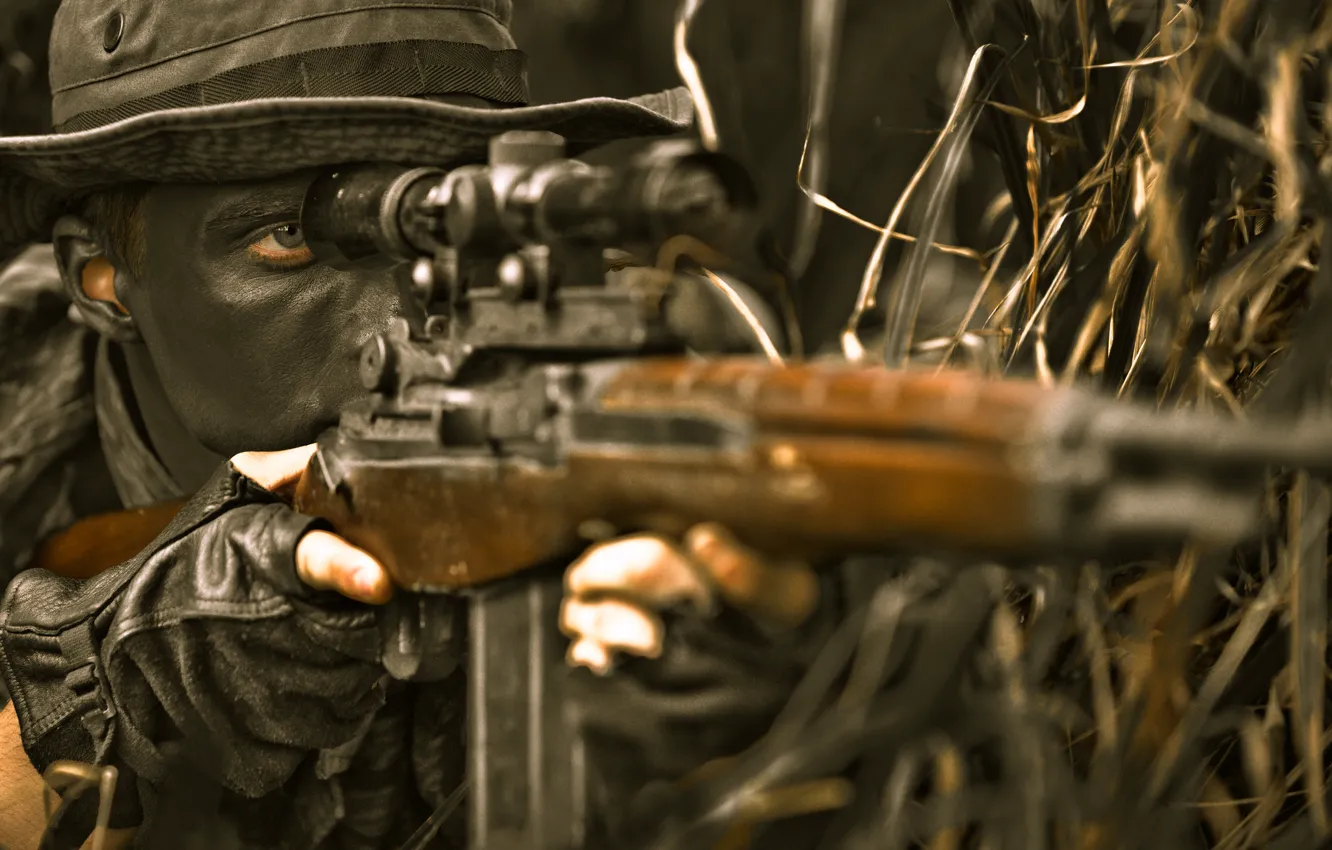 Photo wallpaper ambush, disguise, sniper, rifle