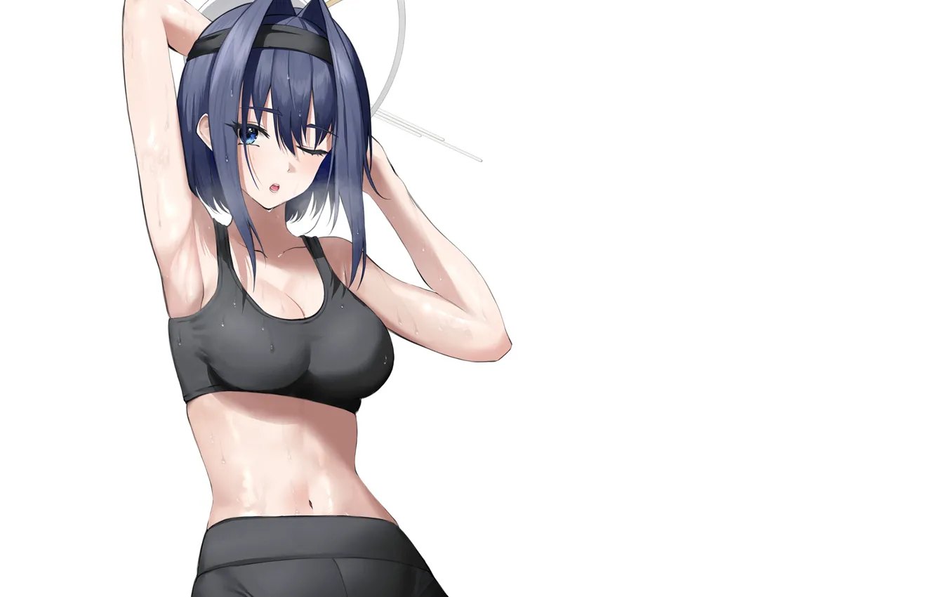 Photo wallpaper girl, hot, sexy, wet, anime, pretty, workout, sweat