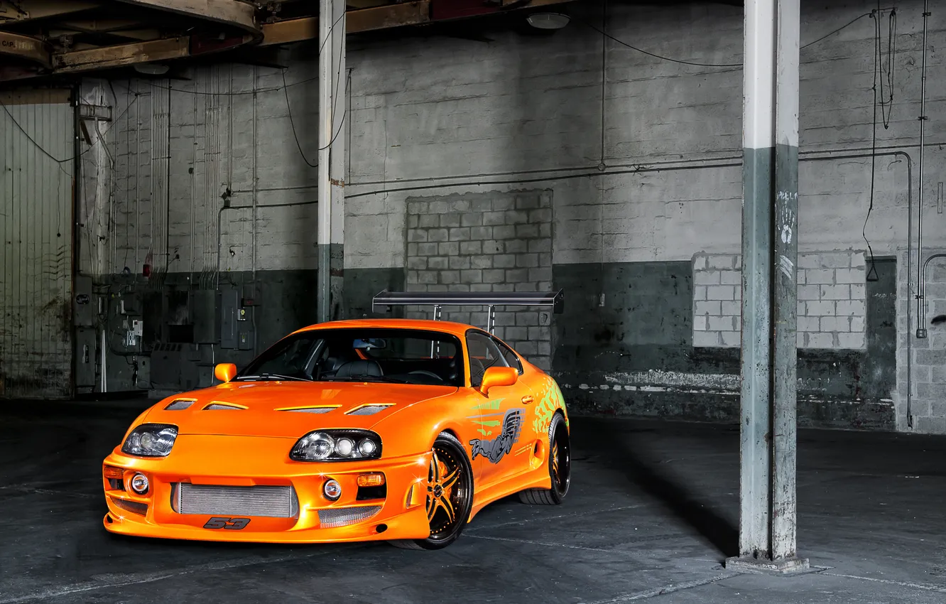 Photo wallpaper tuning, garage, cars, drives, tuning, The fast and the furious, stickers, Toyota Supra