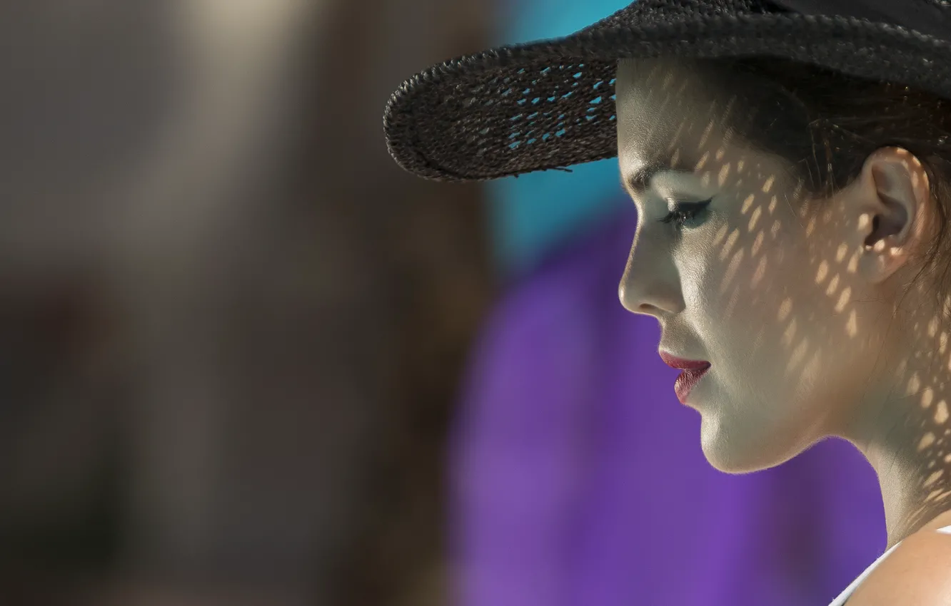 Photo wallpaper hat, shadows, female