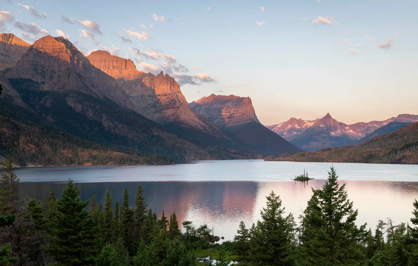 Photo wallpaper mountains, lake, Glacier National Park