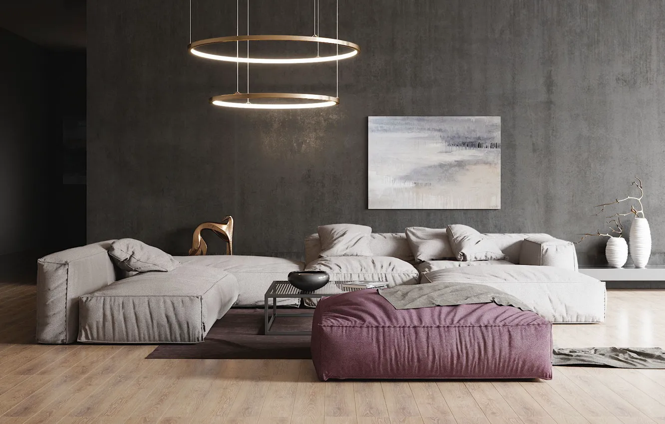 Photo wallpaper design, style, interior, sofa, living room, Suite, modern