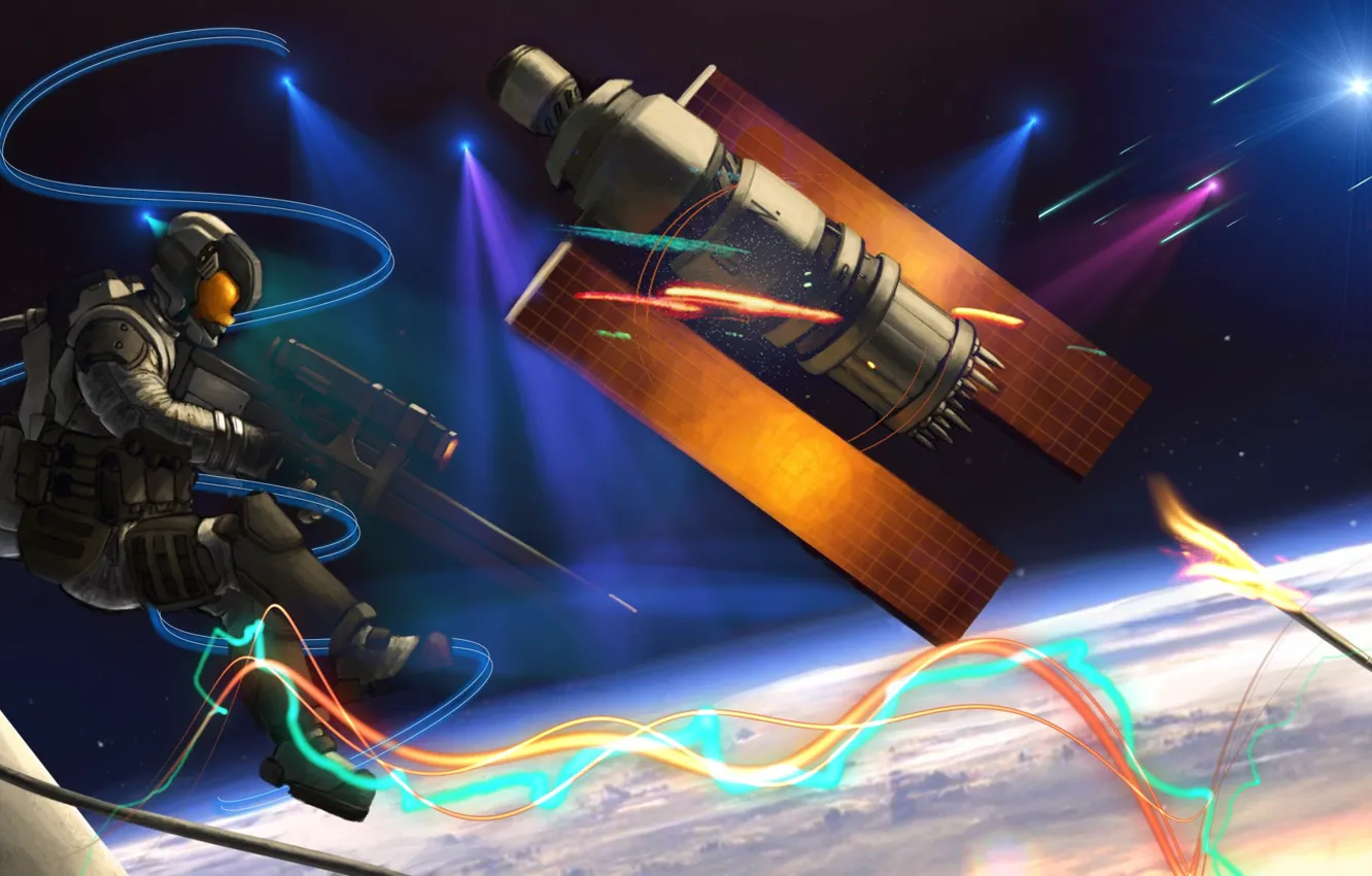 Photo wallpaper space, the game, an illusion