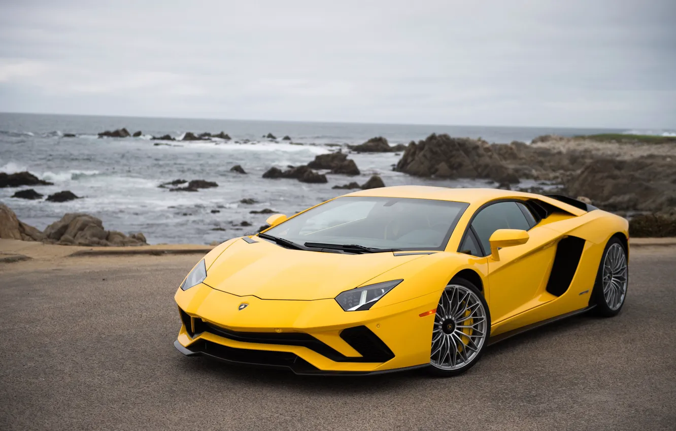 Photo wallpaper coast, Lamborghini, supercar, Aventador S