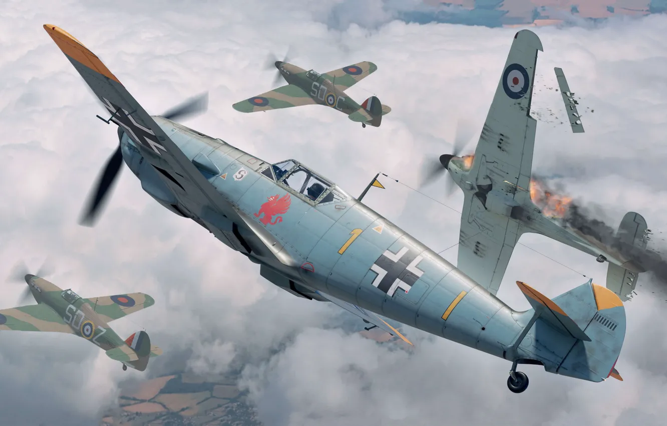 Photo wallpaper Germany, fighter, the Wehrmacht, Luftwaffe, Messerschmitt Bf 109E-4, Marek Rys