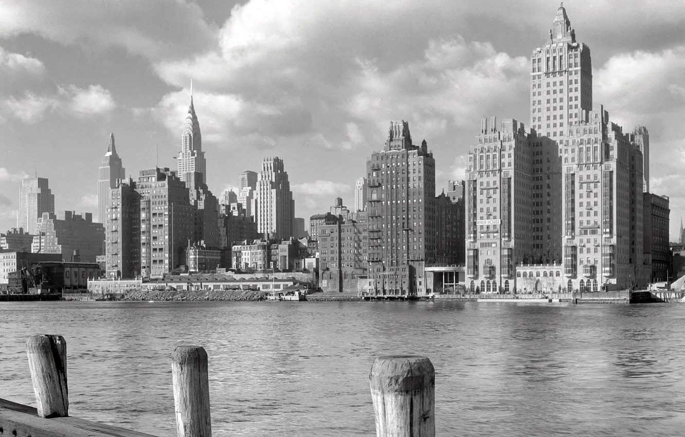 Photo wallpaper retro, river, home, New York, USA, Manhattan, 1931-the year