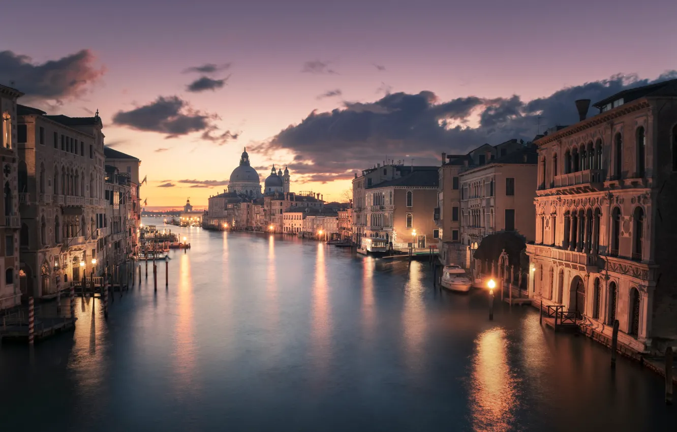 Photo wallpaper the city, dawn, building, home, morning, Italy, Venice, channel