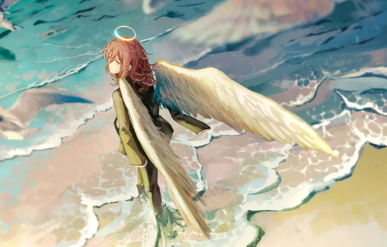 Photo wallpaper sea, guy, Chainsaw Man, Angel Devil