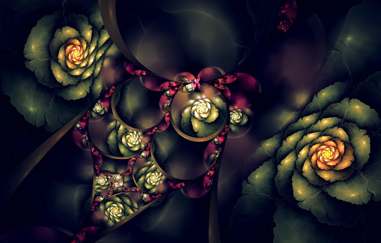 Photo wallpaper flowers, abstraction, patterns, graphics, buds, figure