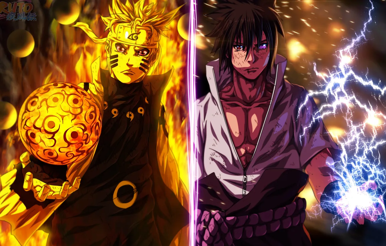 Photo wallpaper Sasuke, Naruto, anime, Sasuke Uchiha, Naruto Uzumaki