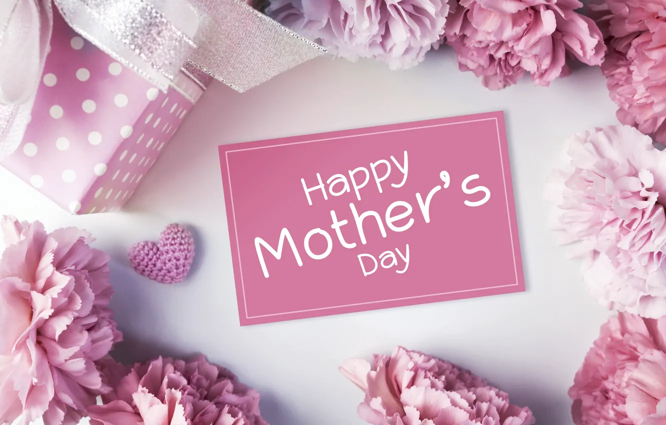 Photo wallpaper flowers, gift, hearts, love, pink, pink, flowers, beautiful