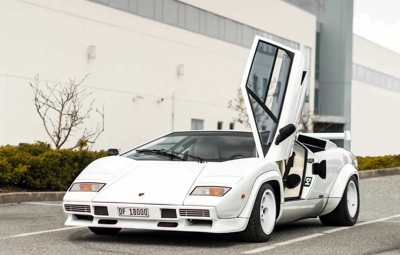 Photo wallpaper car, white, Lamborghini, white, Countach, Lamborghini, LP500 S