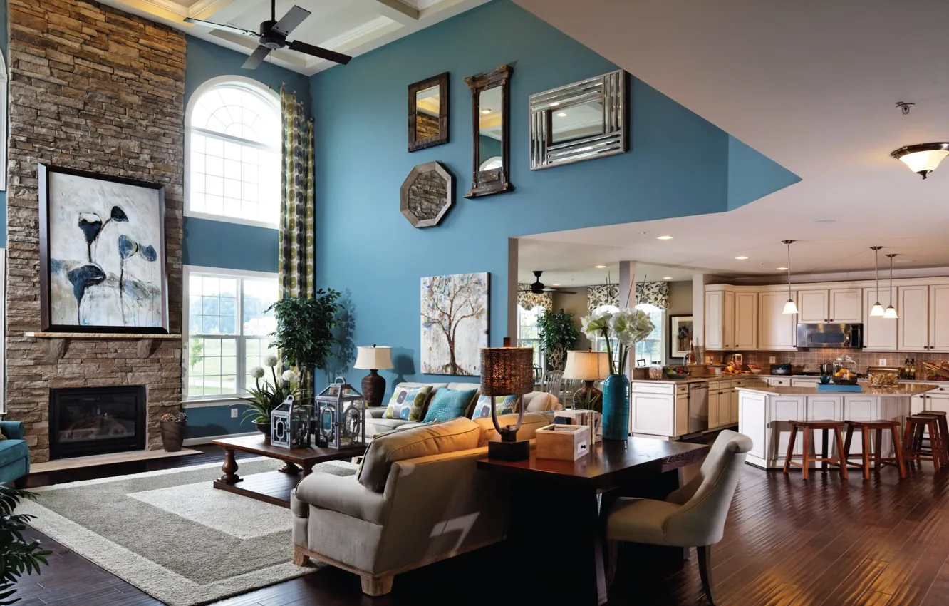 Photo wallpaper villa, luxury, kitchen, living space