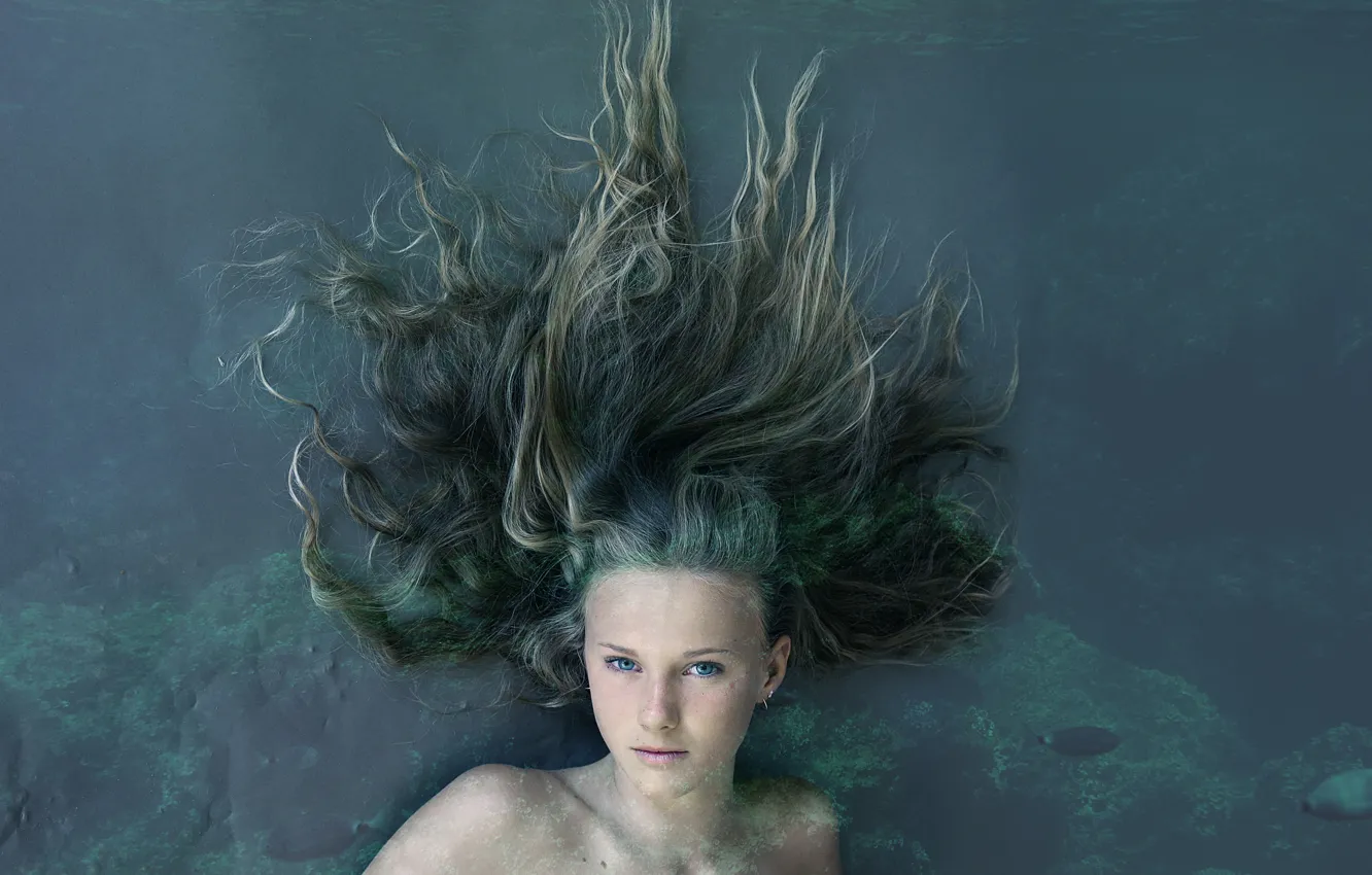 Photo wallpaper water, girl, hair, mermaid