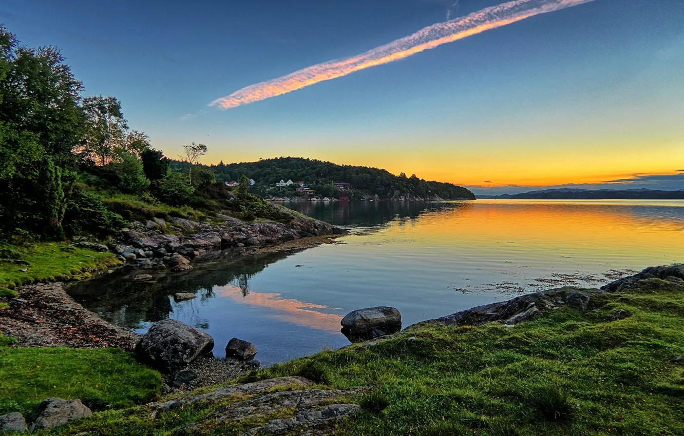 Photo wallpaper the sky, dawn, morning, Norway, Norway, Rogaland, Lindøy
