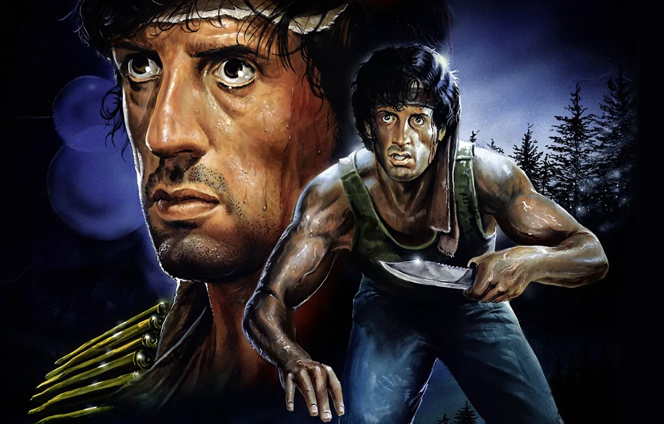 Photo wallpaper figure, art, action, Sylvester Stallone, Sylvester Stallone, John Rambo, Rambo: First blood, First Blood