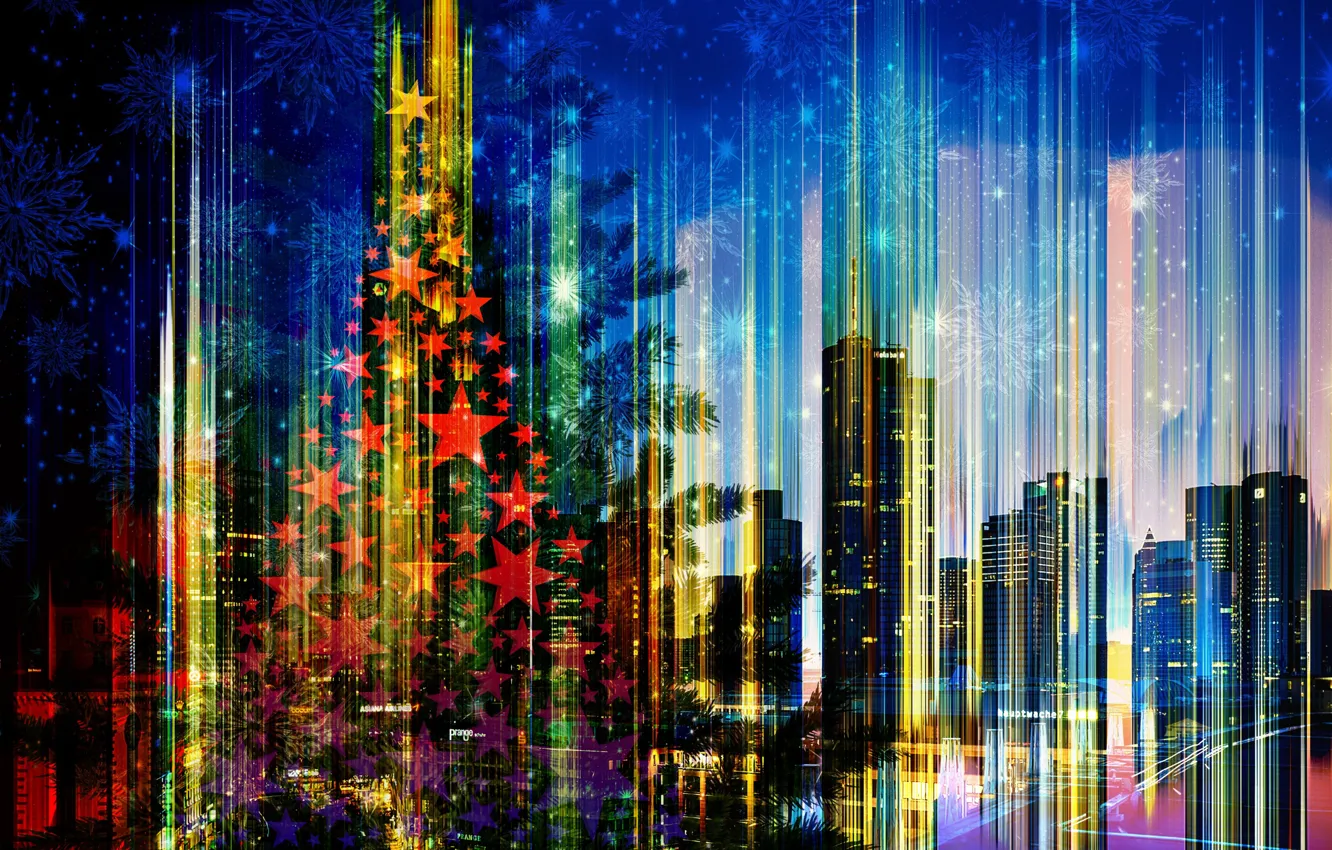 Photo wallpaper the city, holiday, Christmas, New Year, skyline