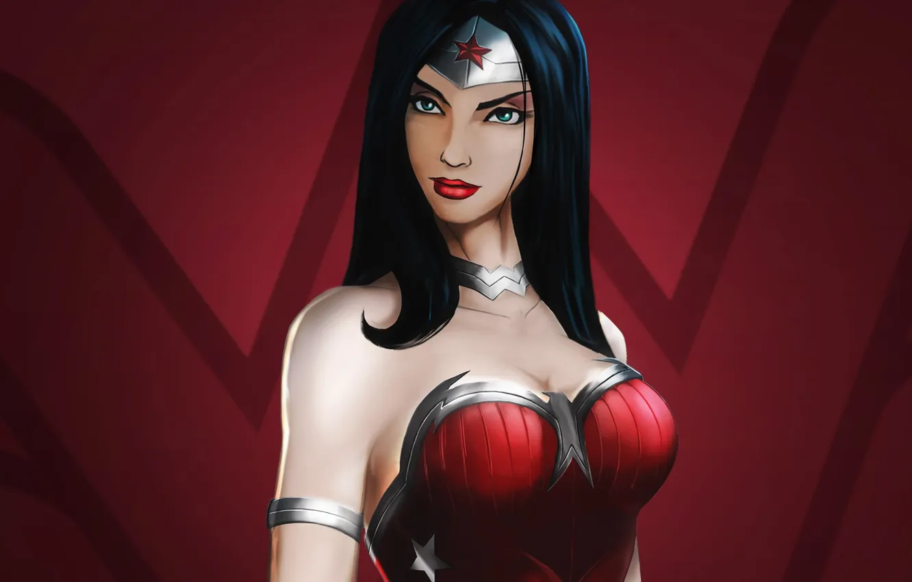Photo wallpaper girl, background, art, costume, Wonder Woman, Esteban Barrientos