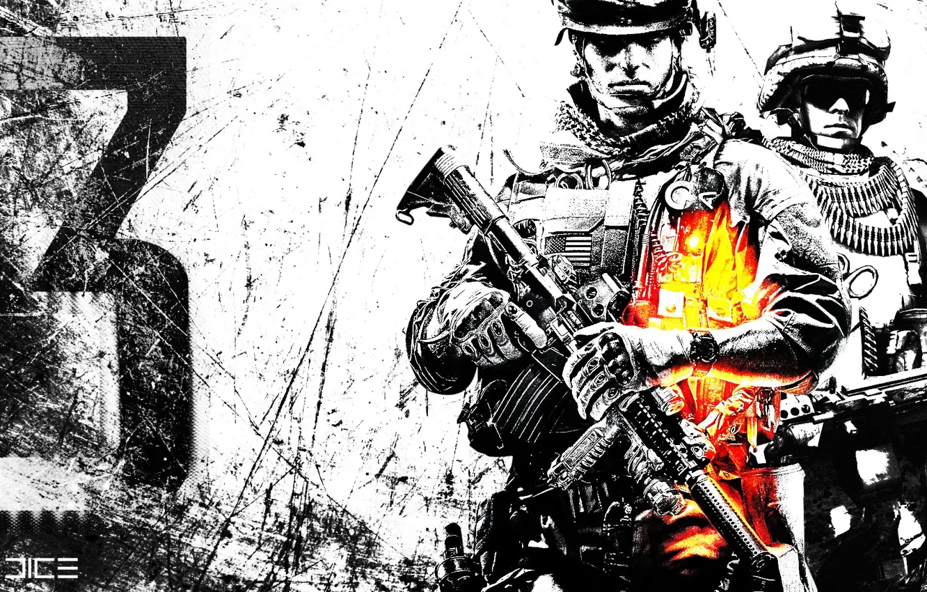 Photo wallpaper figure, soldiers, scratches, Battlefield 3, JICE