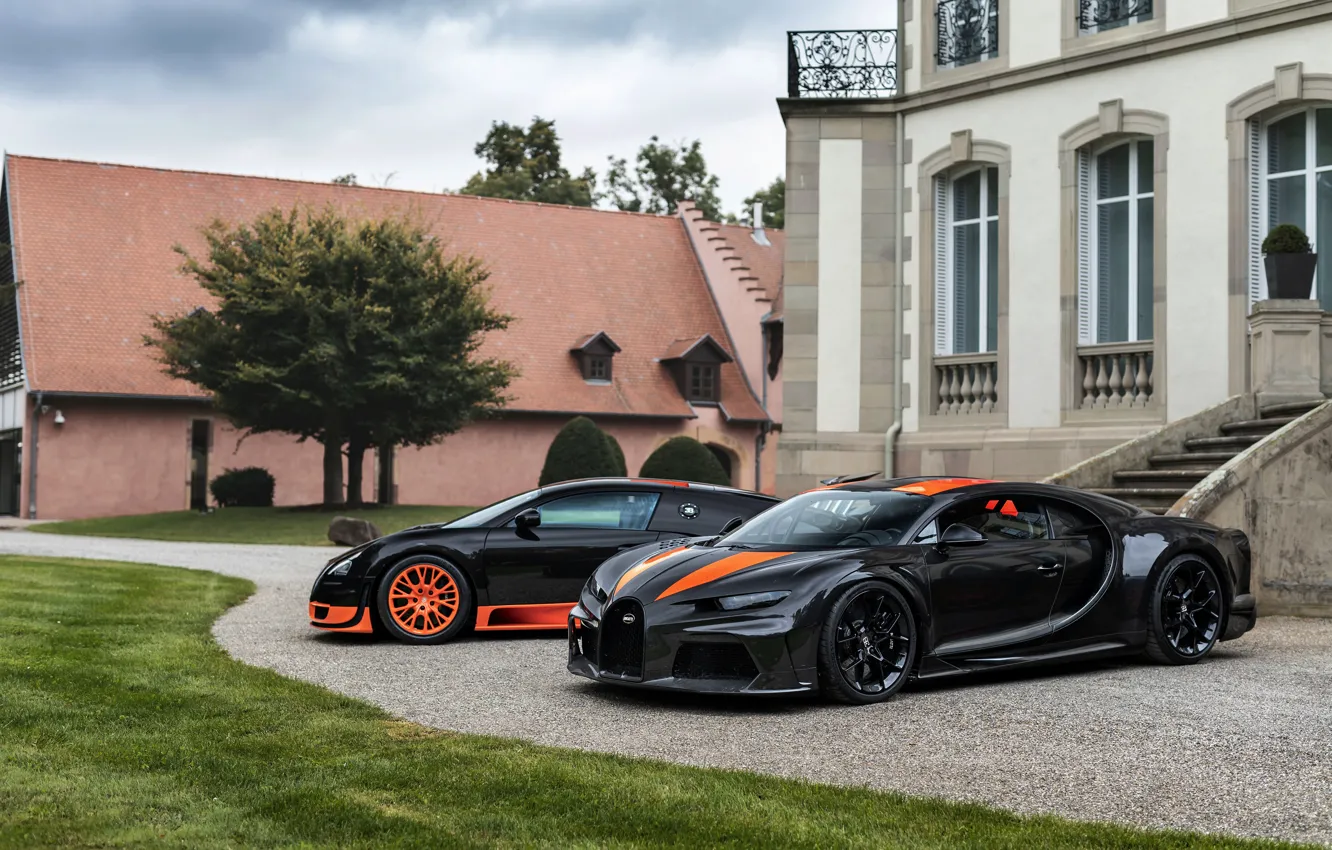 Photo wallpaper the building, Bugatti, Veyron, 2010, Chiron, 2019, Veyron 16.4 Super Sport World Record Edition, black …