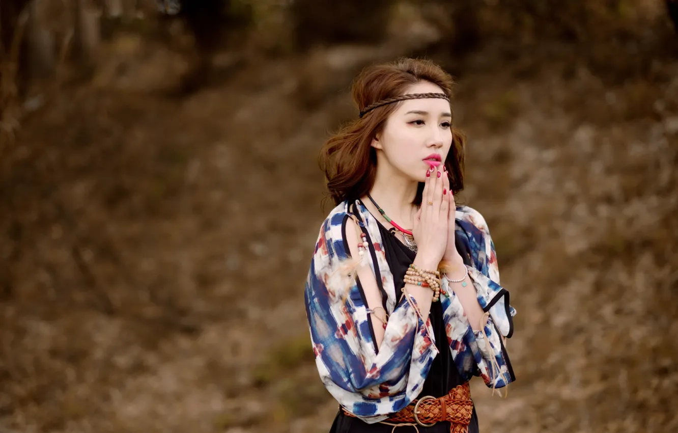 Photo wallpaper girl, background, Asian