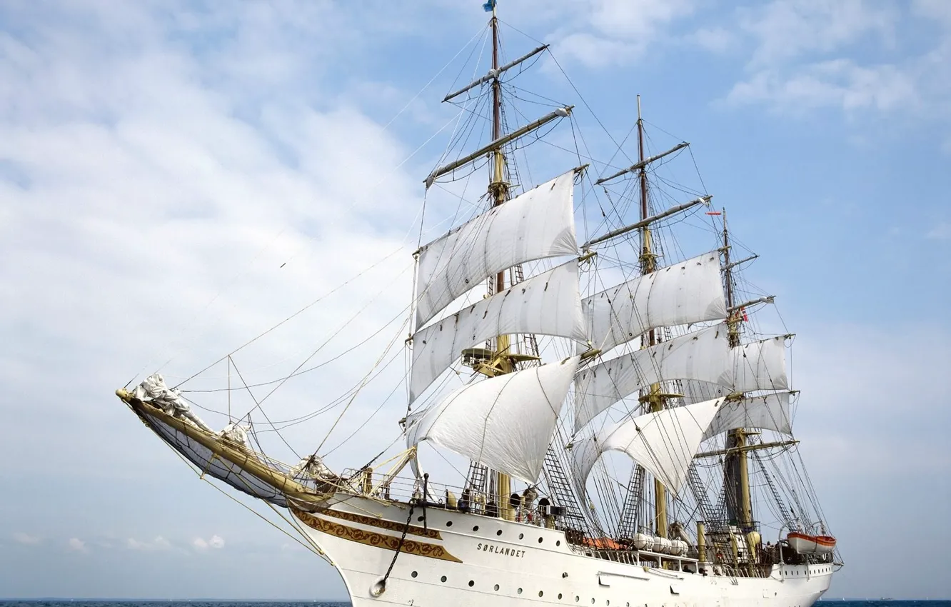 Photo wallpaper sea, ship, sails, Sorlandet, Frigate