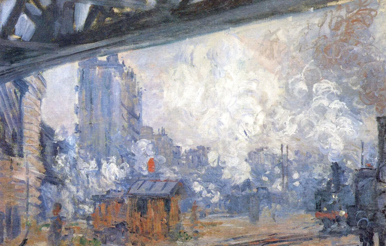 Photo wallpaper picture, Claude Monet, genre, Exterior View Of The Station Saint-Lazare