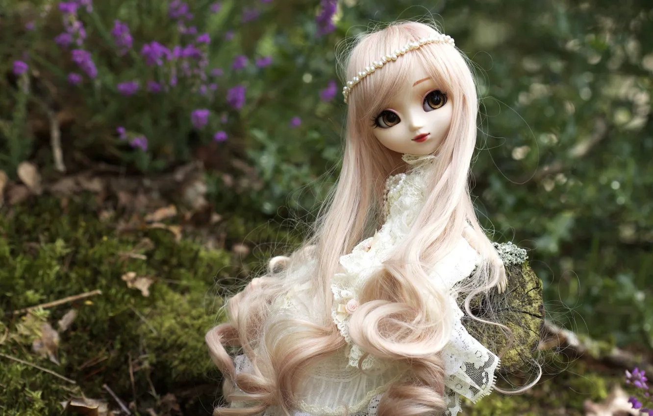 Photo wallpaper toy, doll, blonde, sitting, long hair