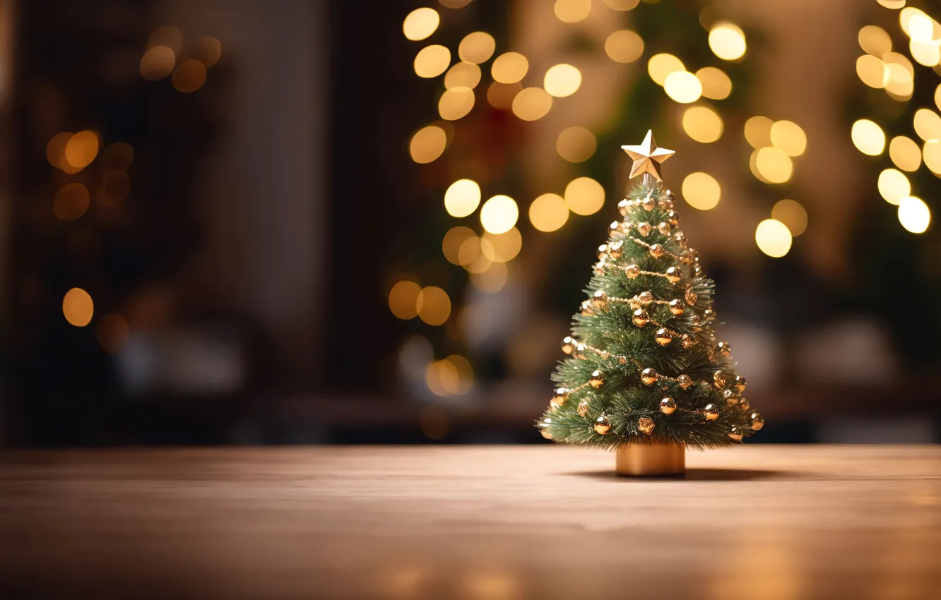 Photo wallpaper stars, balls, light, lights, table, toy, new year, small