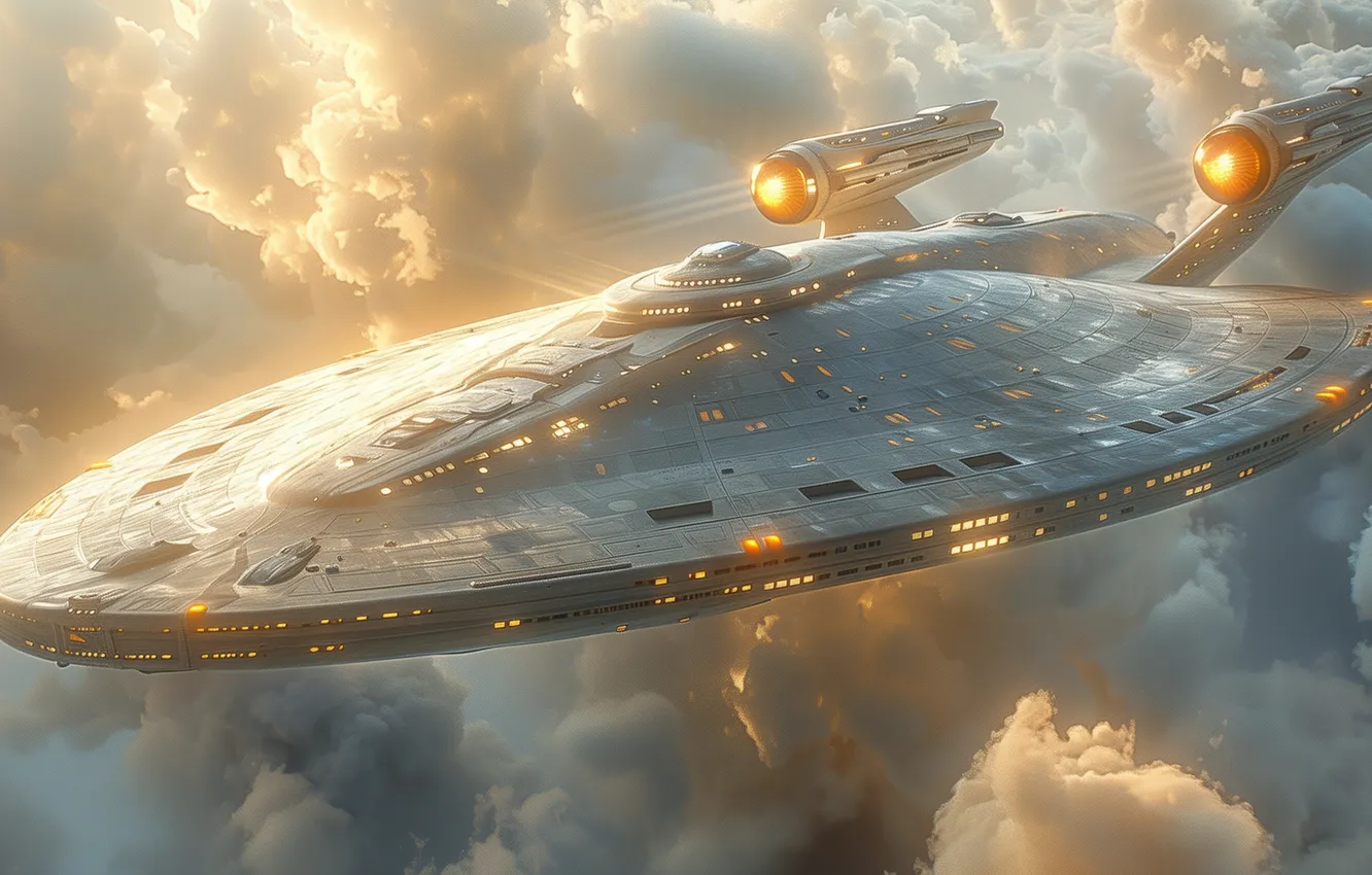 Photo wallpaper nature, fog, future, fiction, UFO, haze, spaceship, the futuristic