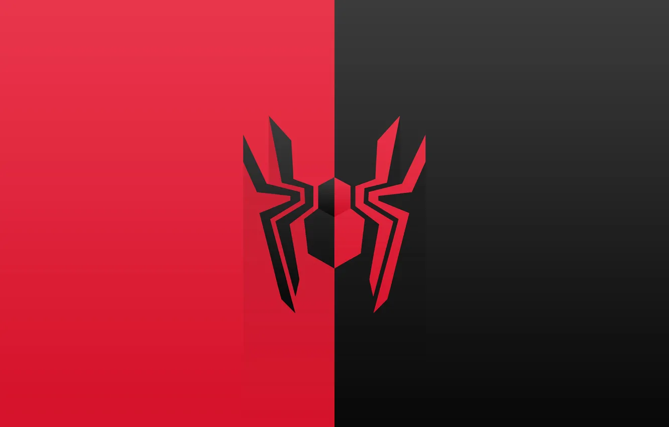 Photo wallpaper spider, logo, Spider-man, red-black, Spiderman Minimal