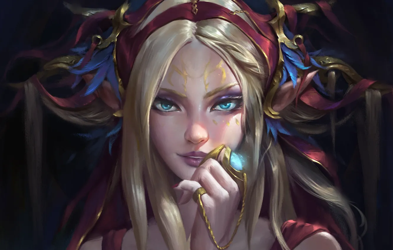 Photo wallpaper look, girl, decoration, hair, hands, art, tape