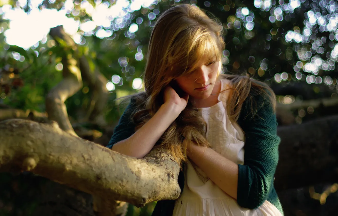 Photo wallpaper girl, nature, mood