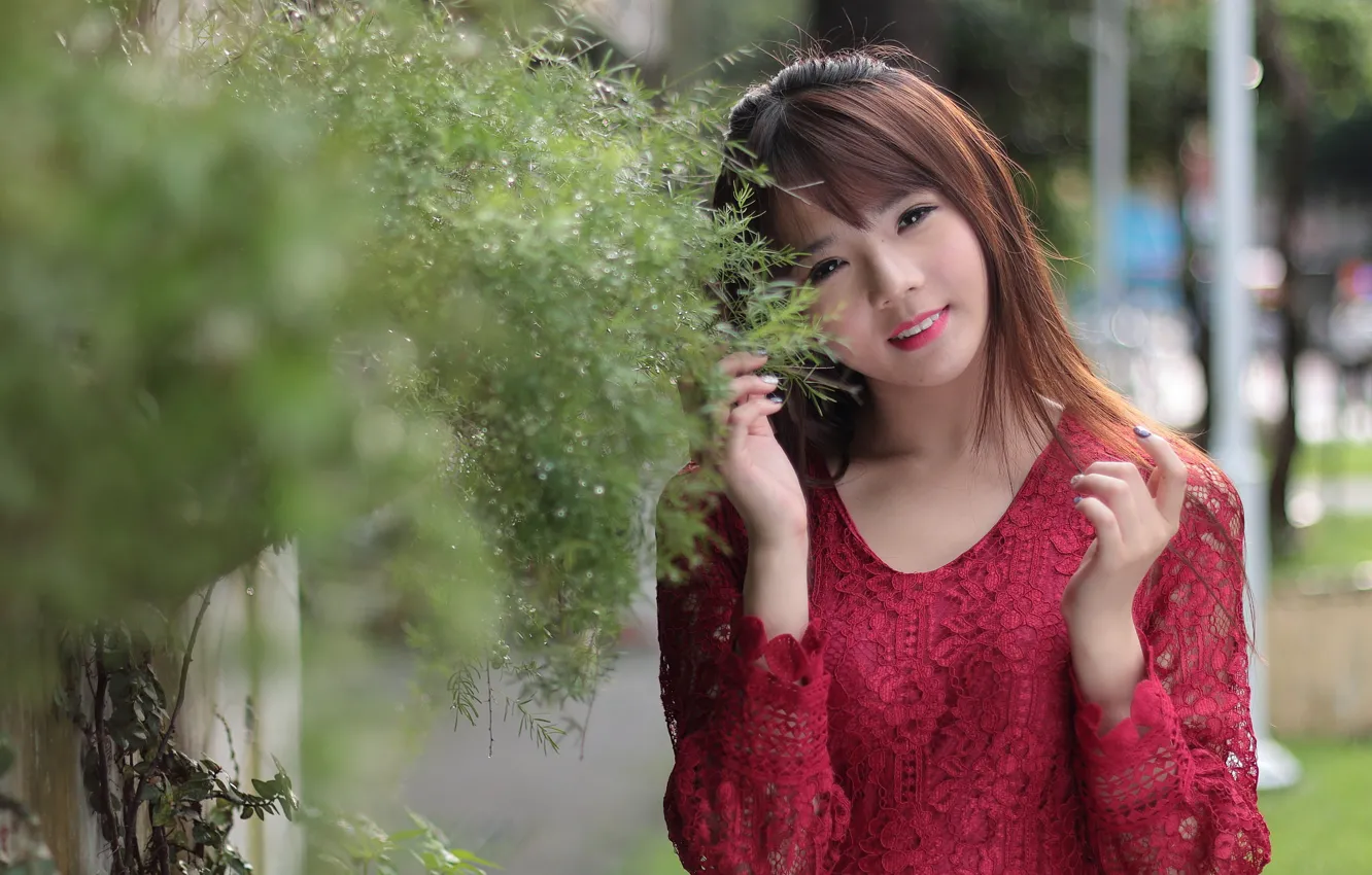 Photo wallpaper look, girl, Asian, cutie