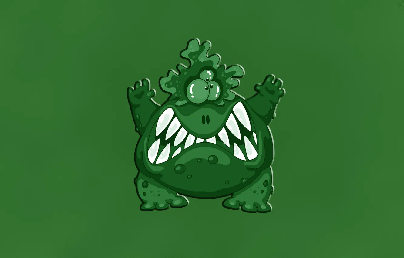 Photo wallpaper green, green, monster, evil, monster, toothy, brodaway, the three-eyed