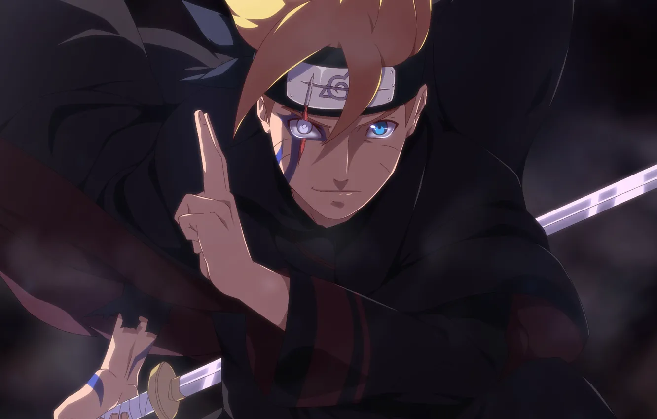 Photo wallpaper look, anime, art, guy, Naruto, print, Boruto