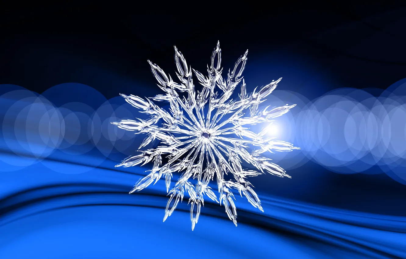 Photo wallpaper winter, blue background, snowflake