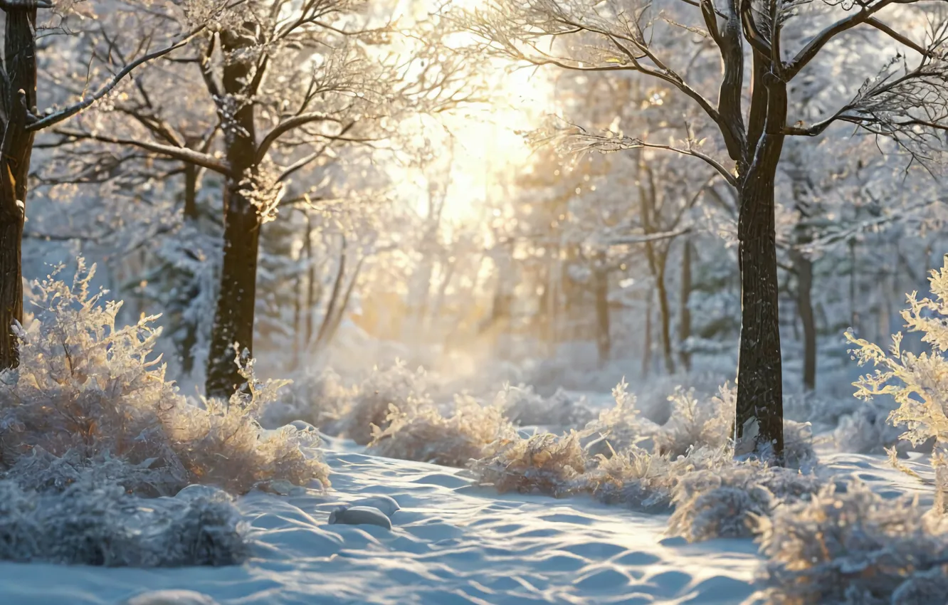 Photo wallpaper winter, snow, new year, 2025, AI ART, neural network