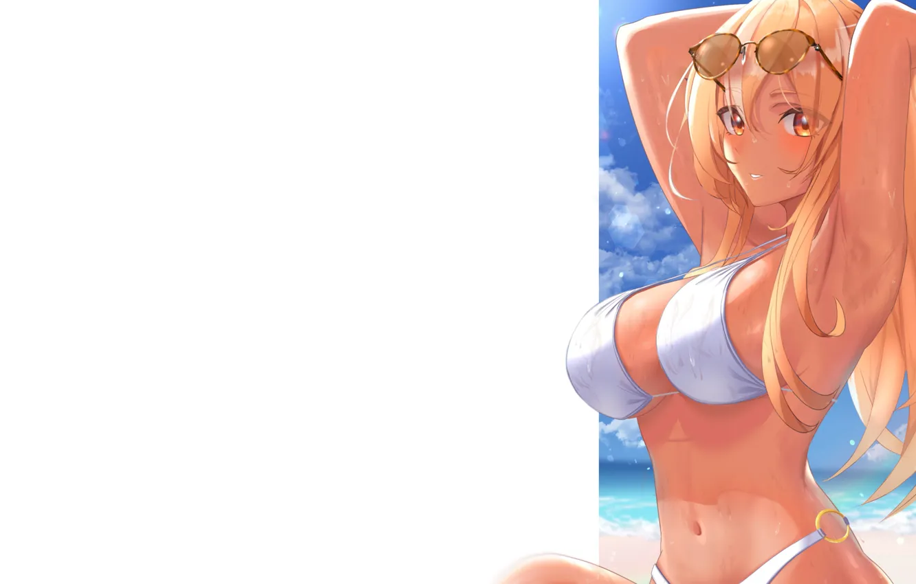Photo wallpaper girl, hot, sexy, beach, anime, pretty, babe, cute