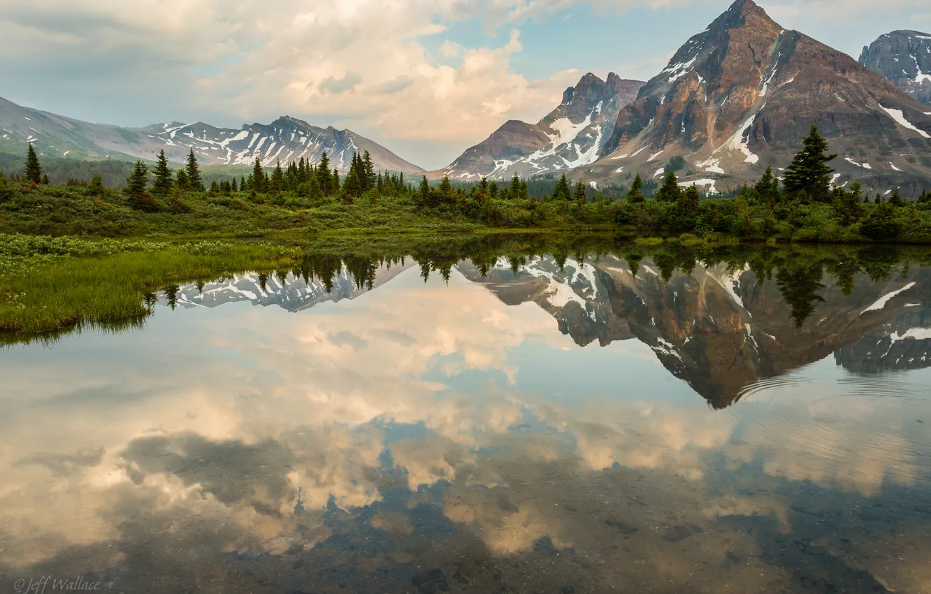 Photo wallpaper mountains, reflection, Jeff Wallace